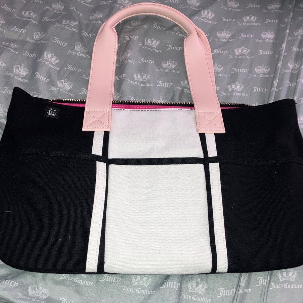 Brand New Heidi Swapp Black and White Tote with Pink Accents